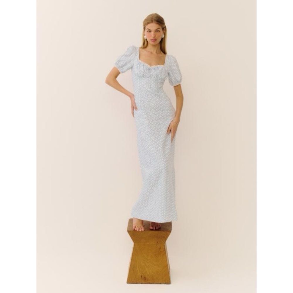 NWT Reformation Cherise Linen Midi Dress in Cindy - Picture 3 of 15